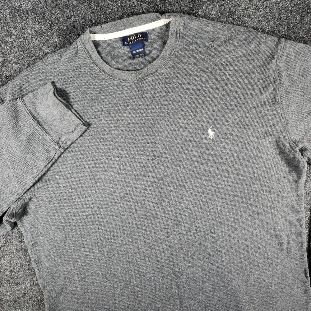 Polo Ralph Lauren Waffle Knit Thermal Shirt Mens 3XL Gray Long Sleeve Pony Logo